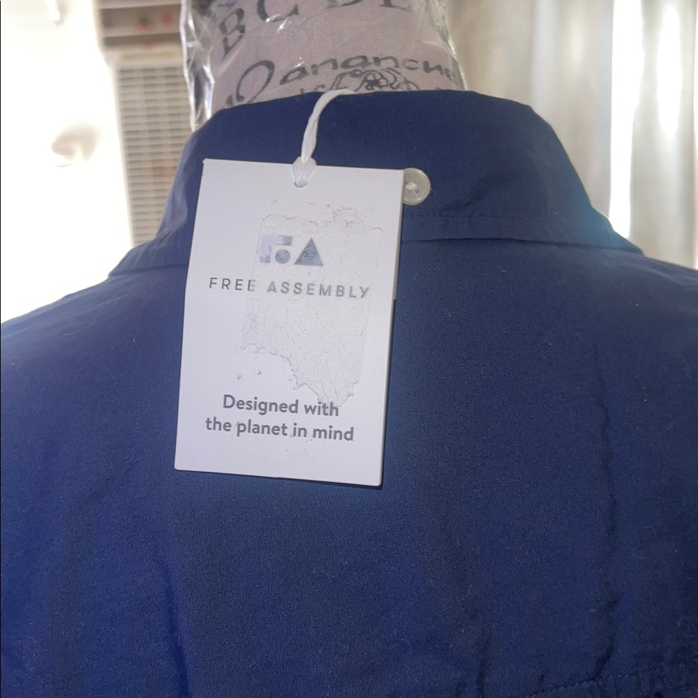 Elegant Navy Shirt Dress with Waist Tie - Picture 5 of 5